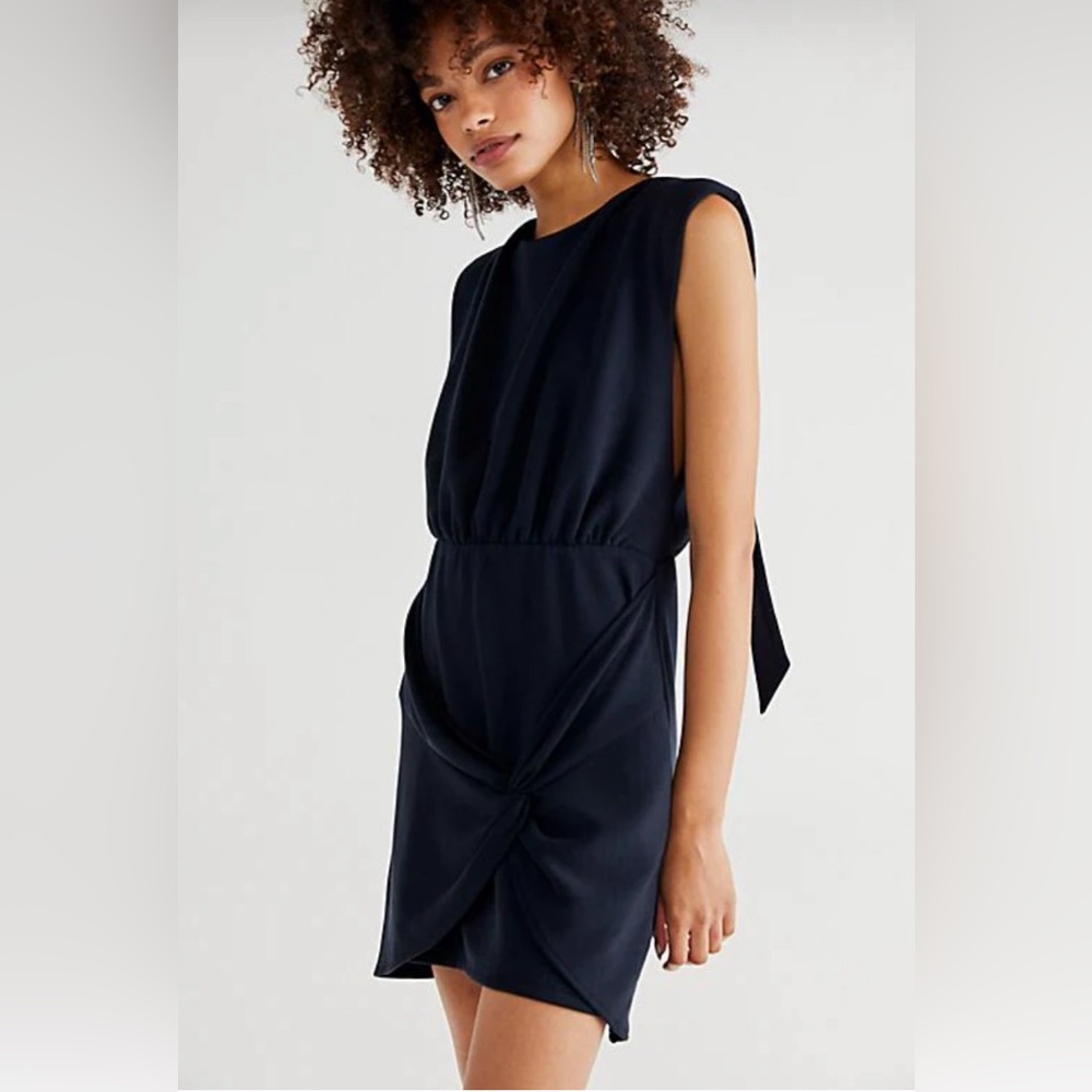 Free People black Runaway knit drap front mini dress
